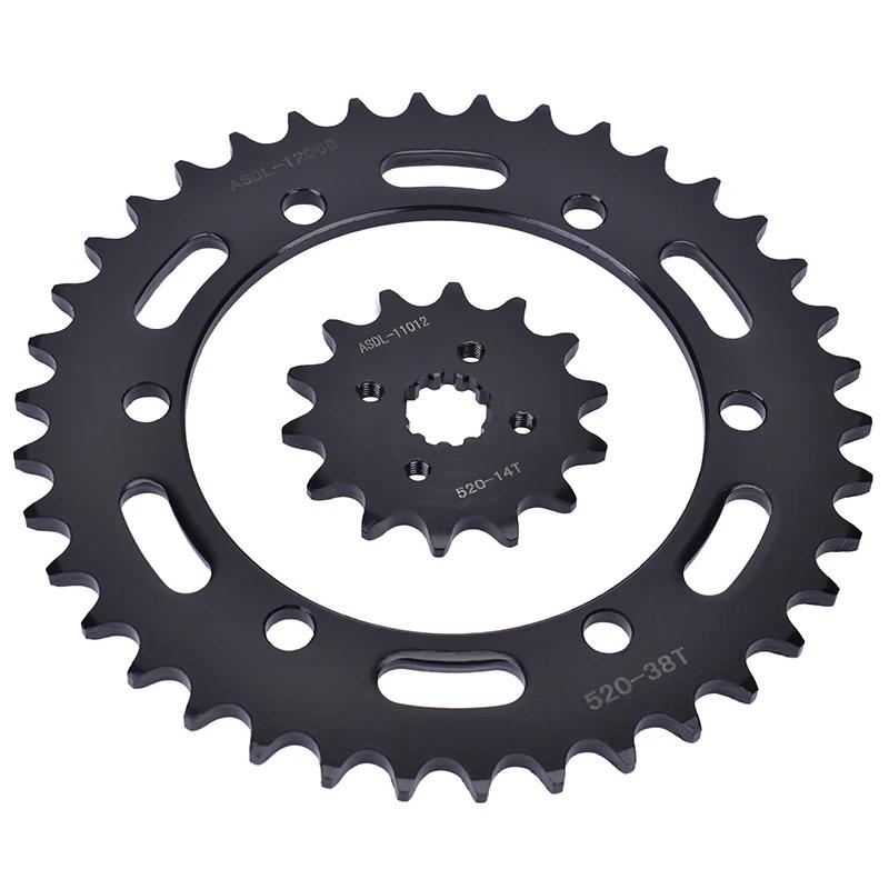 520 14T 38T Motorcycle Front Rear Sprocket Cam Staring Wheel For HONDA CBR250 CBR250R CBR250RA CBR 250 2011-13 520-14T 520-38T