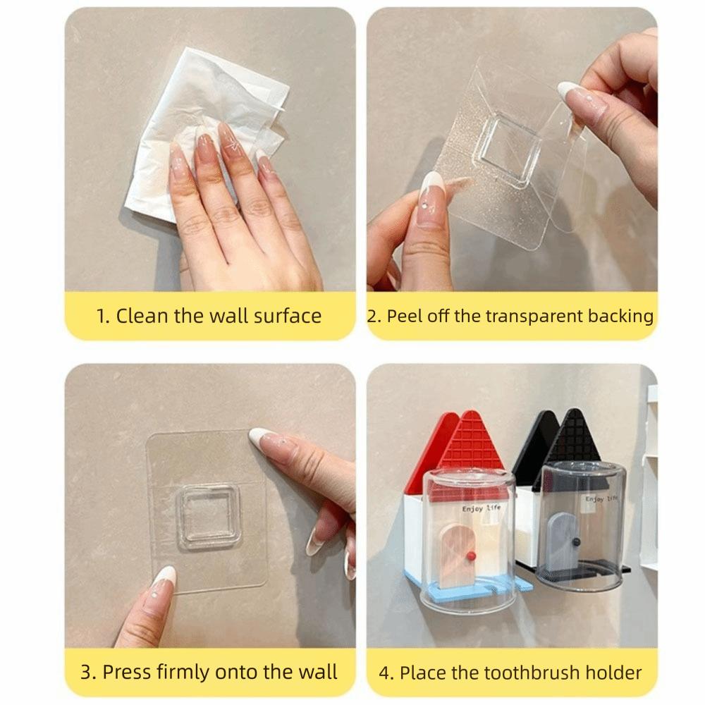 Draining Toothpaste Storage Rack Self-adhesive Toothbrush Dispenser with Cup  Bathroom