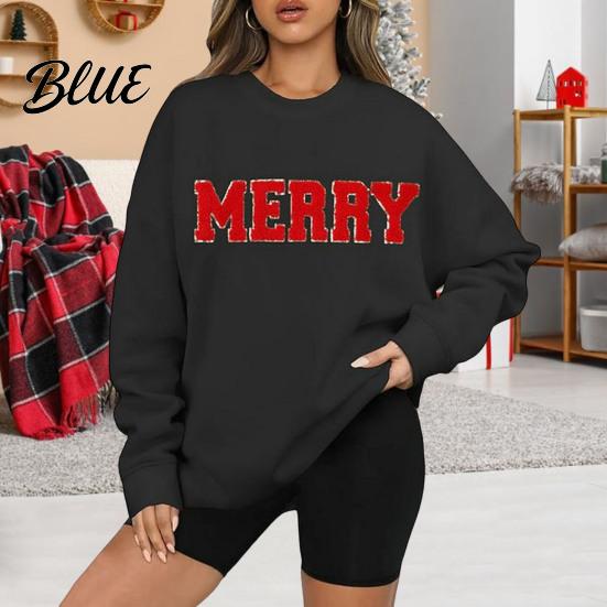 Monogram Print Sweatshirt Woemn O Neck Mid Length Loose Pattern Top Elastic Cuffs And Hem Hip