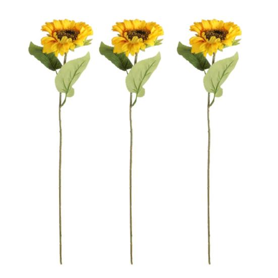 Artificial Sunflower with Leaves Long Stem Fake Silk Large Sunflower for Home Hotel DIY Craft Wedding Party Indoor Outdoor Decoration