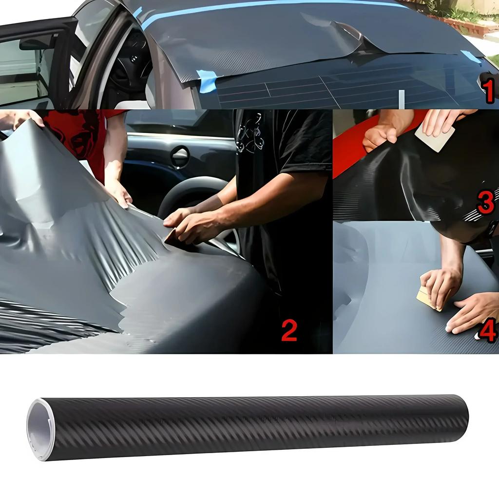 7D Carbon Fiber Car Film Interior Moulding Stickers PU Leather Gap Filler DIY Braid Trim Strip Universal Self Adhesive Sticker