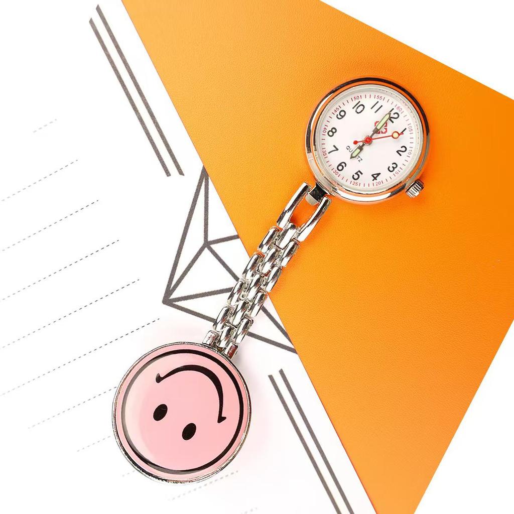 Retro Luminous Nurse Pocket Watch - Cute Smiley Face Brooch for Men, Women & Students