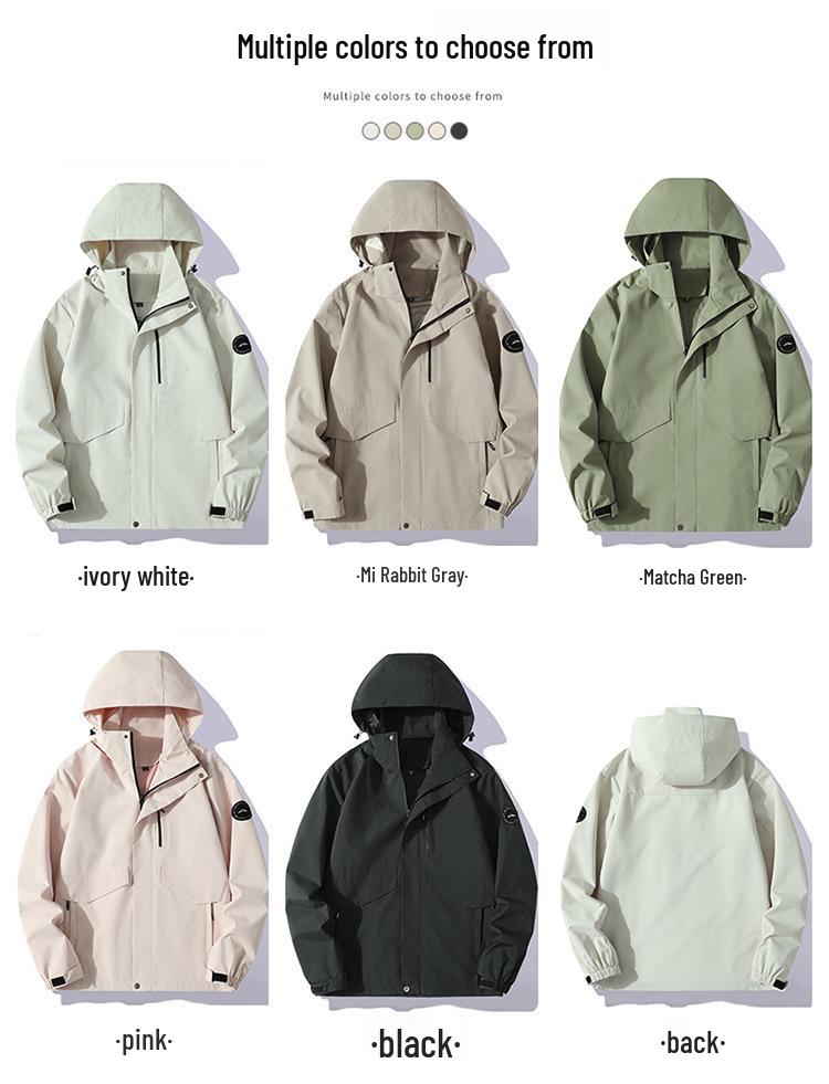 Unisex Spring/Autumn Windproof Hooded Jacket - Fashionable Men's Trench Coat