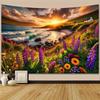 Sunset Beach Tapestry Vibrant Floral Wall Art for Living Room or Bedroom Large Decorative Hanging Add Natures Beauty