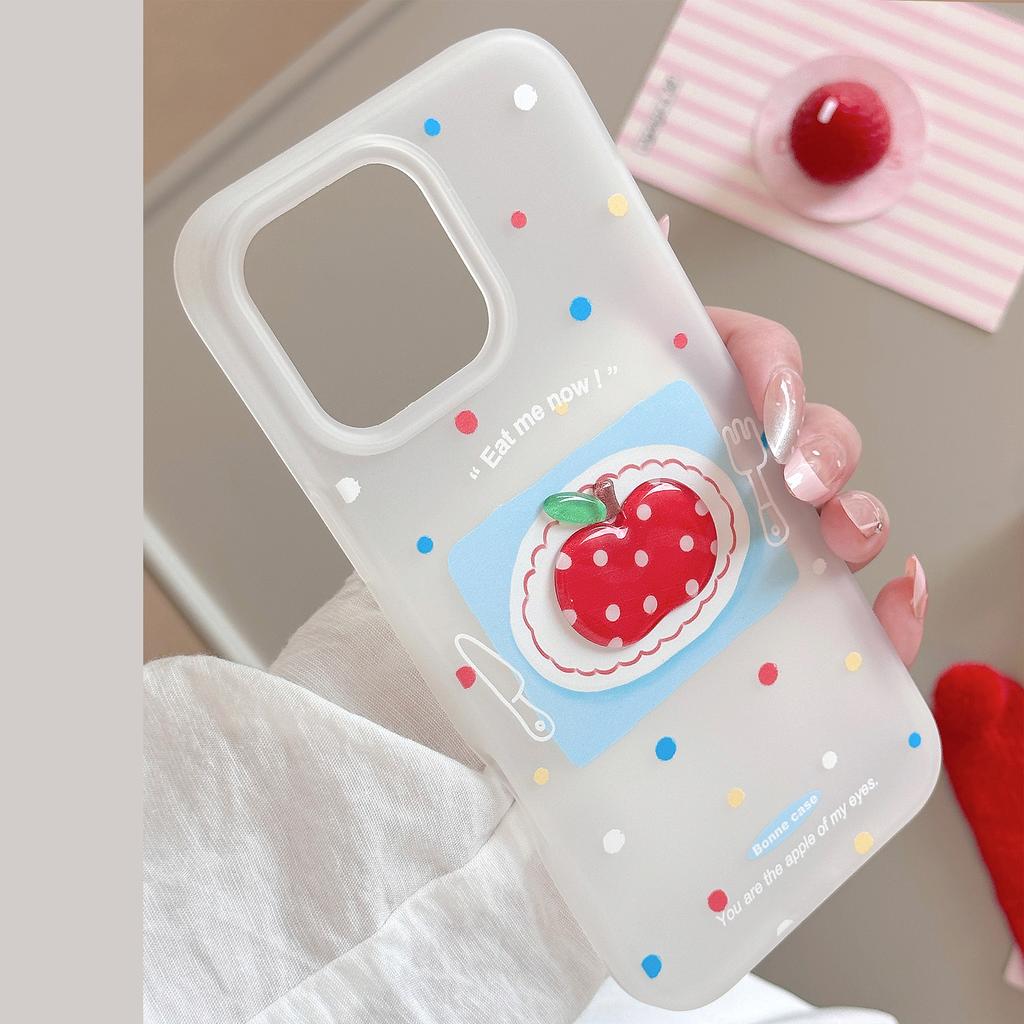 Colorful Polka Dots 17promax Three-dimensional Red Apple 16 Mobile Phone Case Iphone14 Suitable for 13 Lanyard 11 Silicone