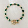 Adjustable Natural Stone Chain Bracelet Bohemian Style Amethysts Spacer Beads Bracelet Malachite Handmade