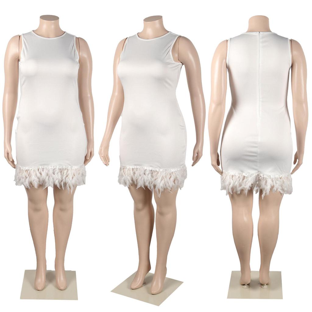 K2767 Slim Fit Casual Feather Hip-Hugging Vest Dress