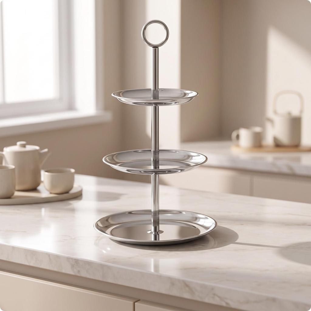 Serving Tray Stand Stainless Steel Appetizer Food-Grade for Buffets, Hosts