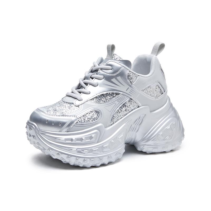 Women's 2024 Autumn Versatile Thick-Soled Hidden Heel Dad Shoes - Breathable Platform Casual Sneakers