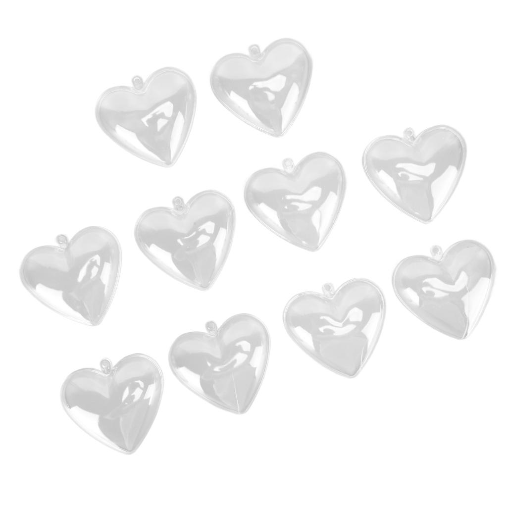 5Pcs Clear Fillable Ball Transparent Heart Shape Plastic Ornaments for DIY Crafts Christmas Tree BirthdayS