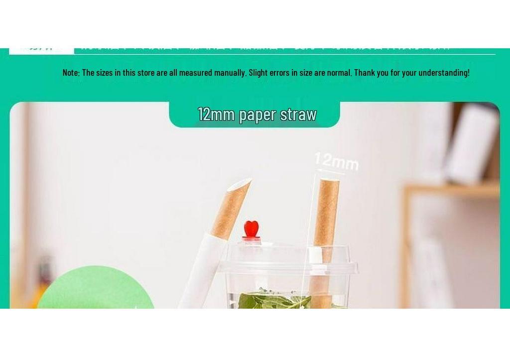 Eco-friendly Biodegradable Large Boba Tea Straw, Pointed Tip, Individually Wrapped Kraft Paper.
