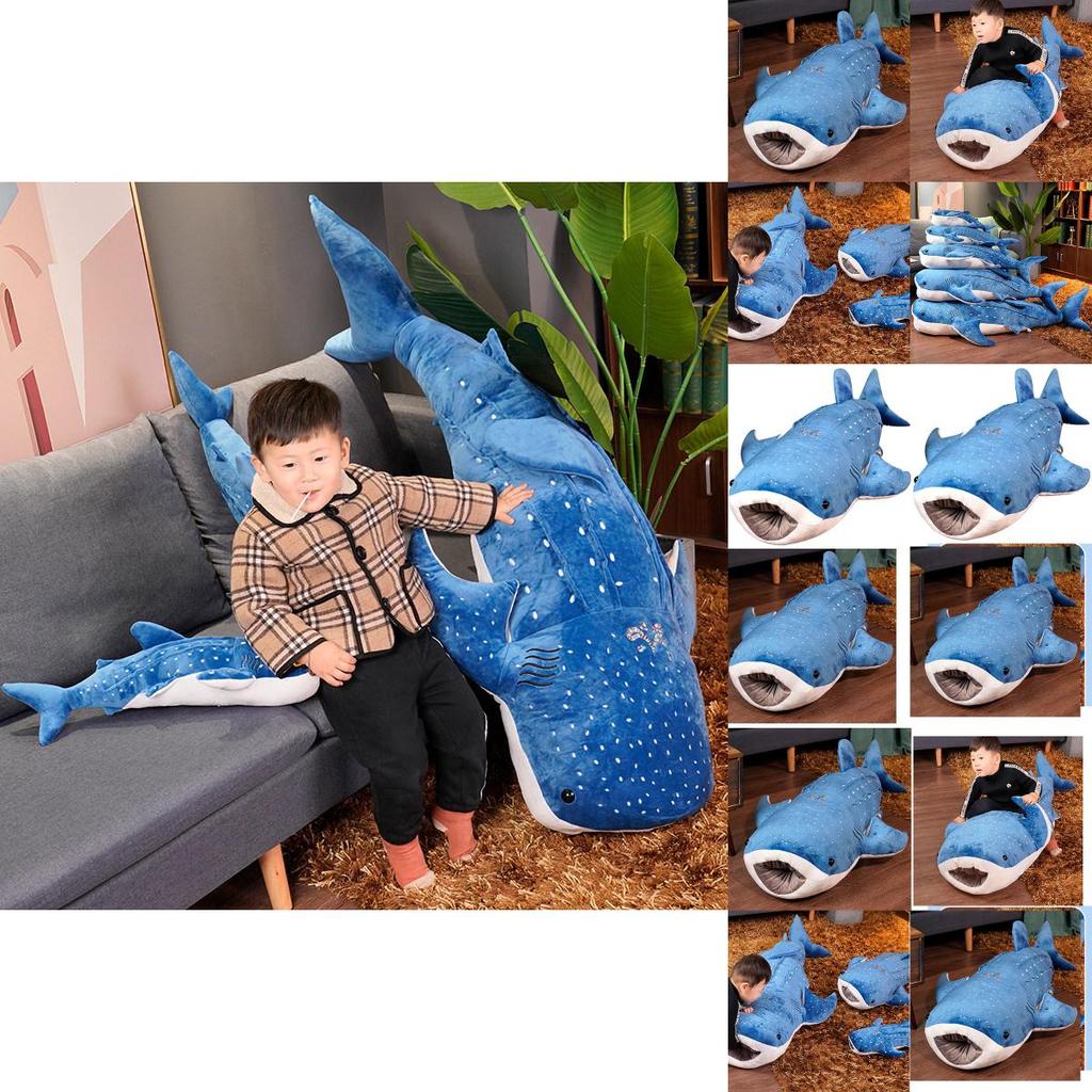 Großes Blauwal Plüschtier Superweiches Stofftier für Kinder Cartoon Hai Wal Kissen