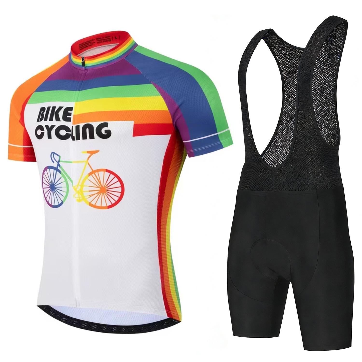 

Short-sleeved Bicycle Riding Shorts Road Cycling Suit Quick-drying Breathable Mountain Strap Riding Suit 2026 Summer Breathable Cycling Suit Suit asian size - s