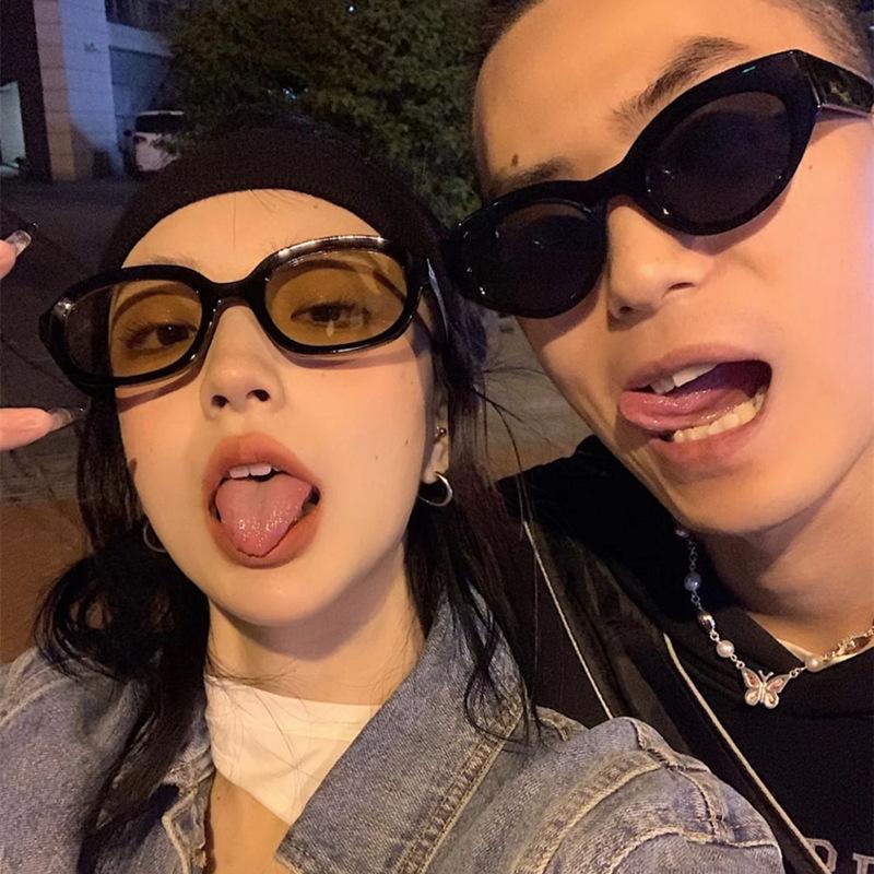 New Fashion Vintage Sunglasses Women Brand Designer Retro Rectangle Sun Glasses Female Ins Popular ellipse Square Eyewear