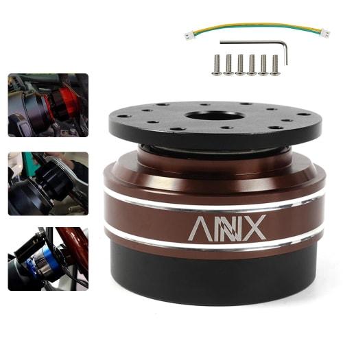 ZS Steering Wheel Hub Adapter, 6-Hole, 70mm, for Racing Simulator Games, M-OZA S-imagic M10 A/Mini European Trucks (Brown 2)