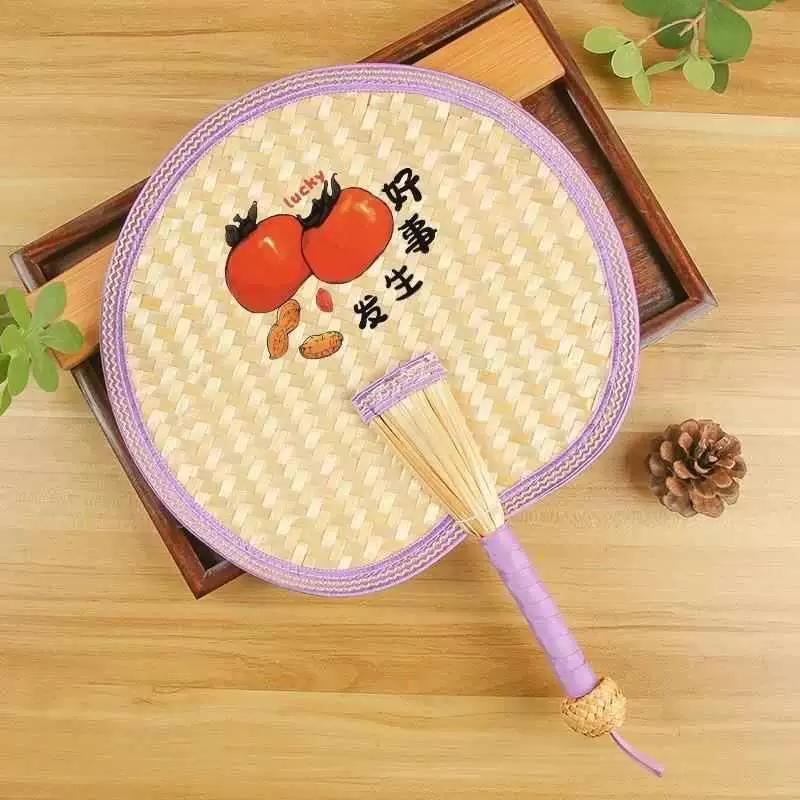 Durable Old-Fashioned Hand-Woven Bamboo Fan for Children and Babies, Portable Winter Vintage Banana Leaf Fan