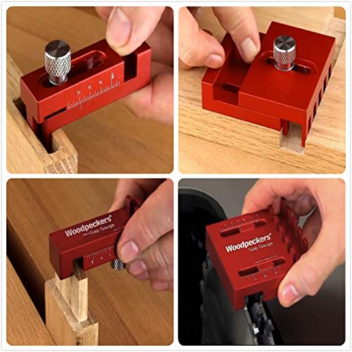 CarAngels Aluminum Woodworking Gauge, Thickness Measuring Tool, Tenon Joint Measuring Ruler, Concave/Convex Gauge, for Trimmer Bits, Table Saw Bits, a