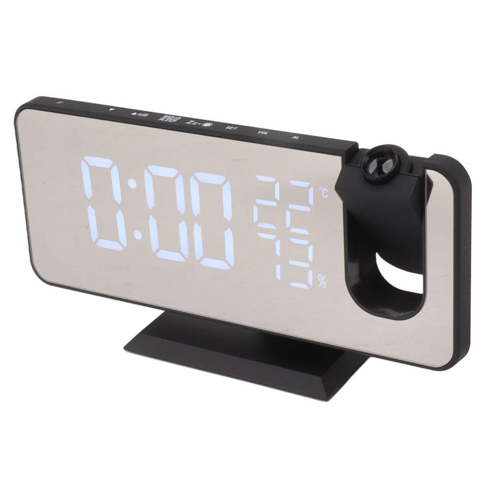 FM Radio LED Digital Smart Alarm Clock LED Digital Projection Alarm Clock for Bedroom Bedside Black