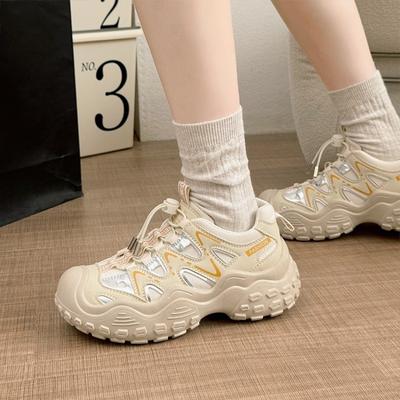 Ugly-Cute Shoes Feminino Primavera e Outono Novos Sapatos de Caminhada ao Ar Livre Sapatos de Pai Tênis de Lazer