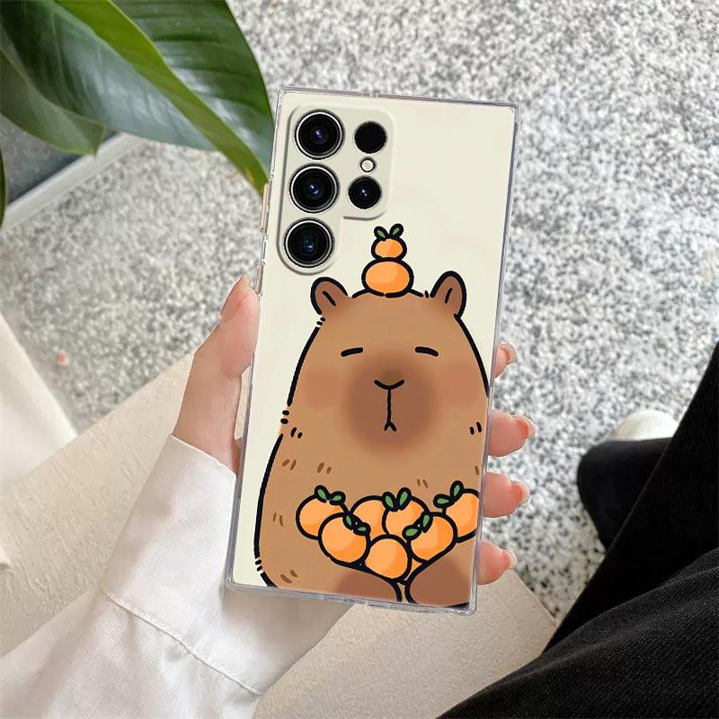 Capybara Cute Clear Case For Samsung Galaxy S26 S25 S24 S23 Ultra S20 S21 FE S22 Plus S26 Ultra S25FE Soft Silicone Phone Cover