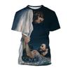 Christian God Jesus T-shirt 3D Printed T Shirt Men Short Sleeves Round Neck Oversized Classic Tee Vintage Women Street Clothing