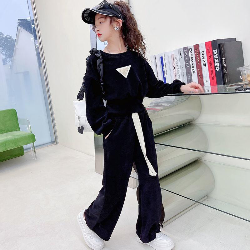 Kids Girls Clothes Sets Autumn Spring Long Sleeve Sweatshirt + Wide Leg Pants Children Clothing Suits