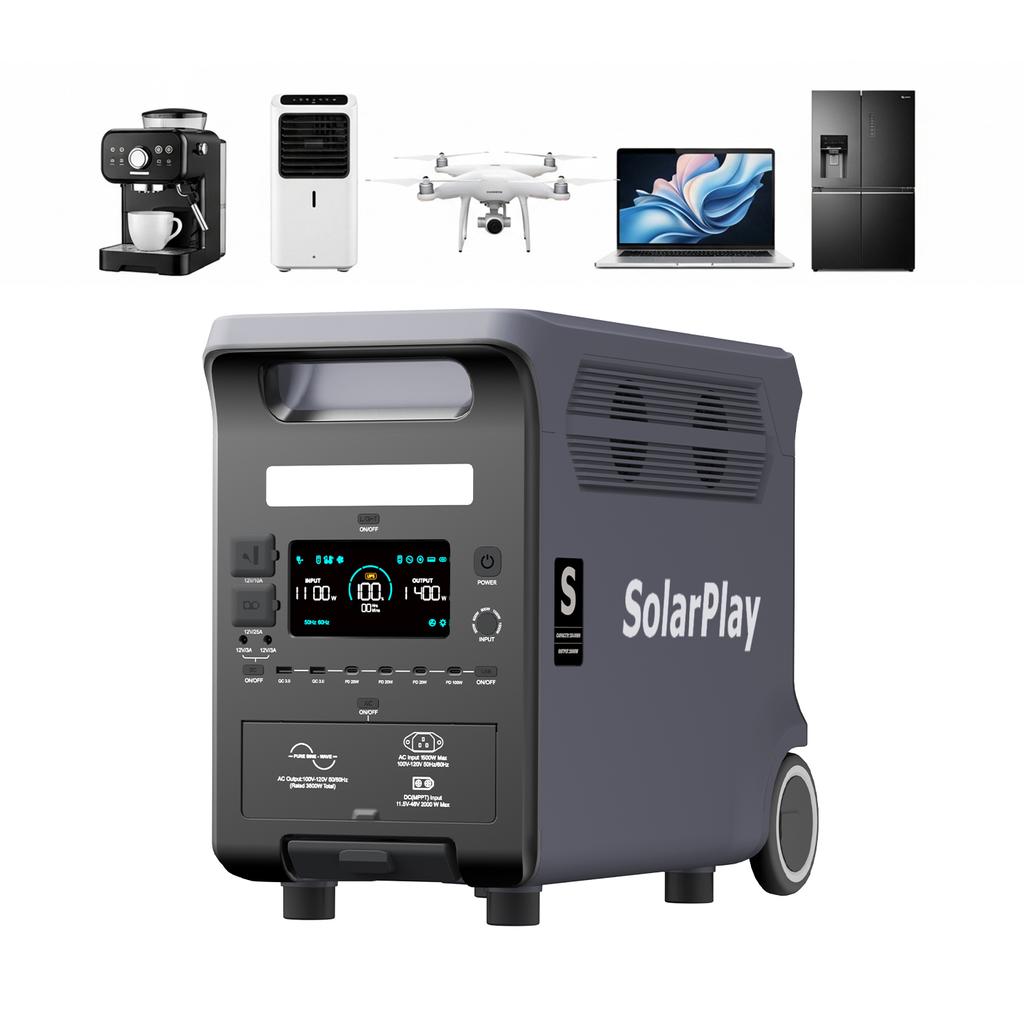 Fast Charging 3KW Portable Power Station 3300W/3600W Lifepo4 Solar Mobile Generator MPPT Controller Flashlight for Home Use Car