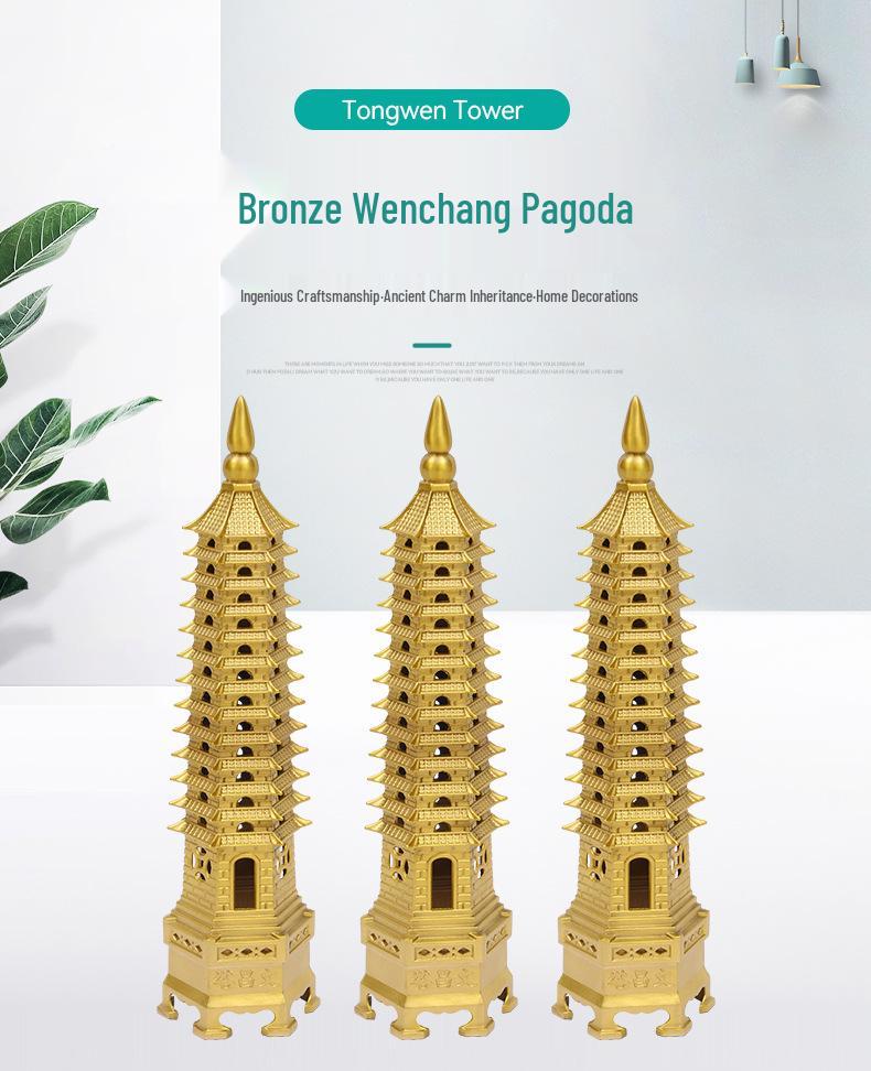 Miedziana ozdoba Pagody Wenchang: Duży, 7-13 warstwowy chiński buddyjski wystrój do domu i świątyni