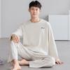 Men's Plus Size Pure Cotton Long-Sleeve Pajamas - Spring & Autumn Style for All Ages