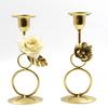 Nordic Rose Candlestick Metal Iron Crafts Wedding Candelabrum Flowers Ring Wax Candle Stand Dining Table Center Piece Decoration