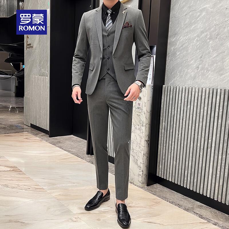 ROMON Men's Slim-Fit Business Formal Suit