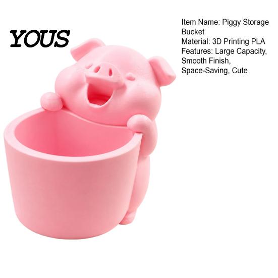Makeup Brush Cup for Vanity 3D Printed Cute Piggy Storage Pot, Cartoon Pig Shaped Pen Holder, Desktop Clutter Organizer Organizer, Multifunctional