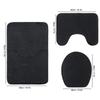 3 PCS Bathroom Mat Set Stone Embossed Toilet Lid Cover Floor Mats Bathtub Side Absorbent Carpets Black