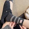 Socks Double Needle Bow Medium Tube Socks Fashion Letter Cloth Label Lace Stacking Socks Gray Socks Trendy Socks