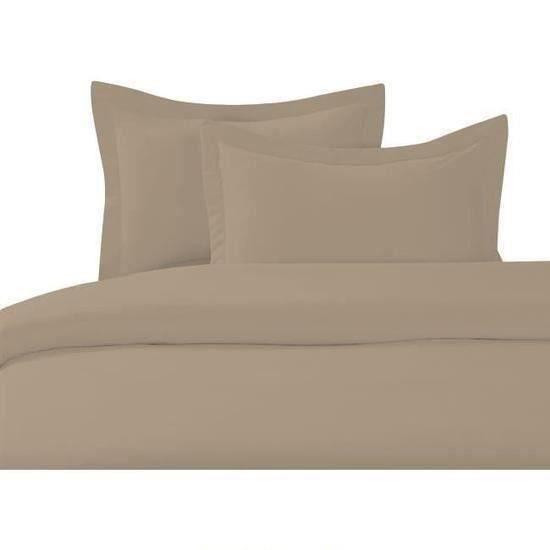 Housse de couette - HOMEROKK - 240x260cm - 100% Coton - 2 Taies d’oreiller - Taupe clair