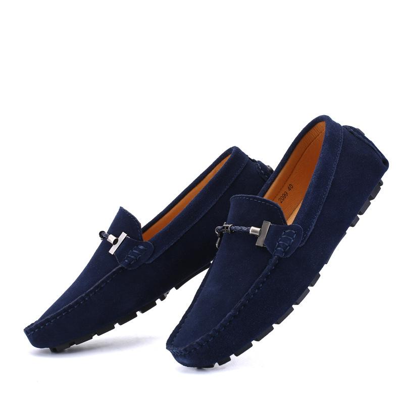 Spring/Summer Korean Edition Large Size Bean Shoes, Casual Leather Shoes, Genuine Leather, Handsewn Lazy Man's Footwear, Men's Shoes