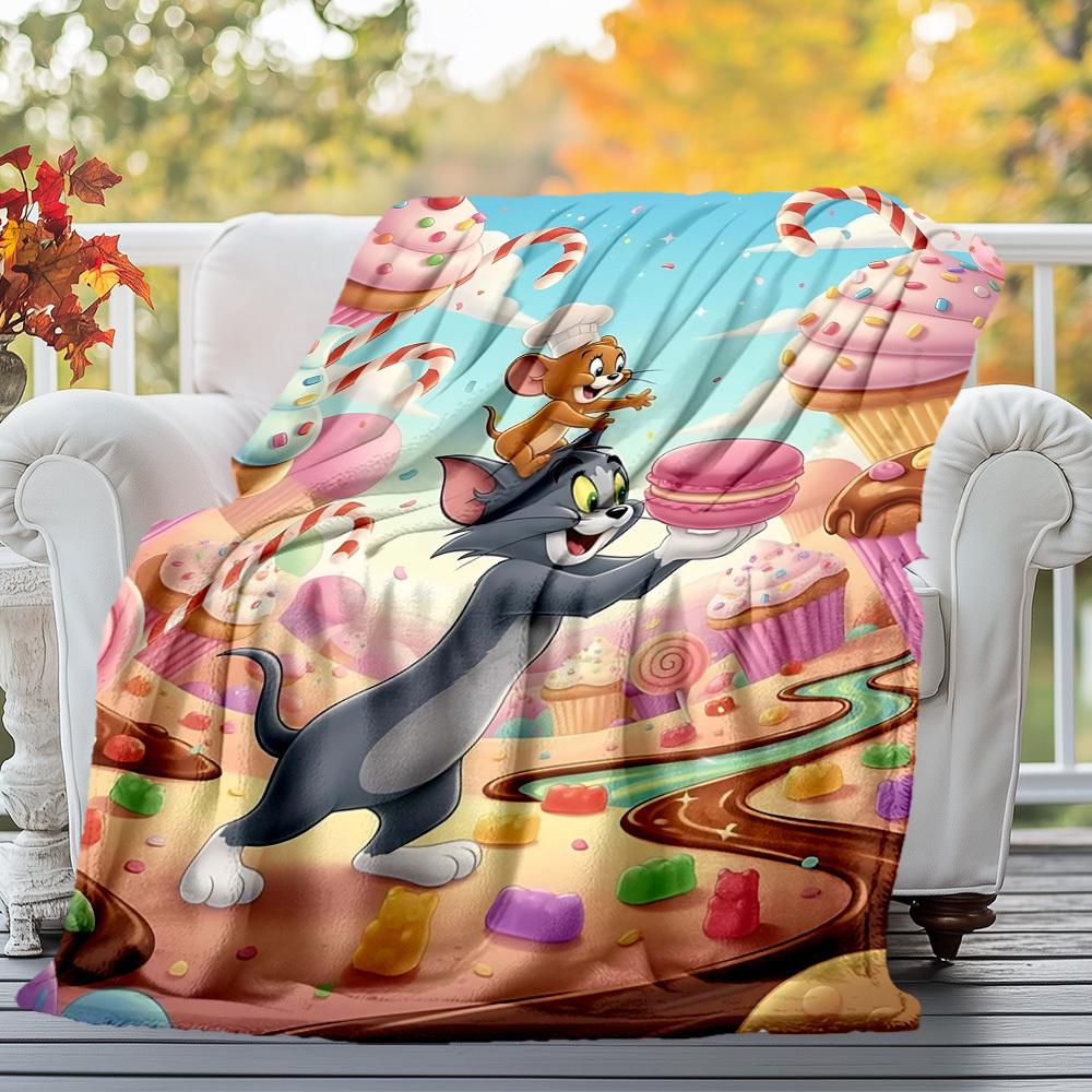 1pc Tom JerryOutdoor Flannel Blanket Soft Plush Decor for Picnics, camping,Bedroom, Playroom, or Lunch Breakn1178A