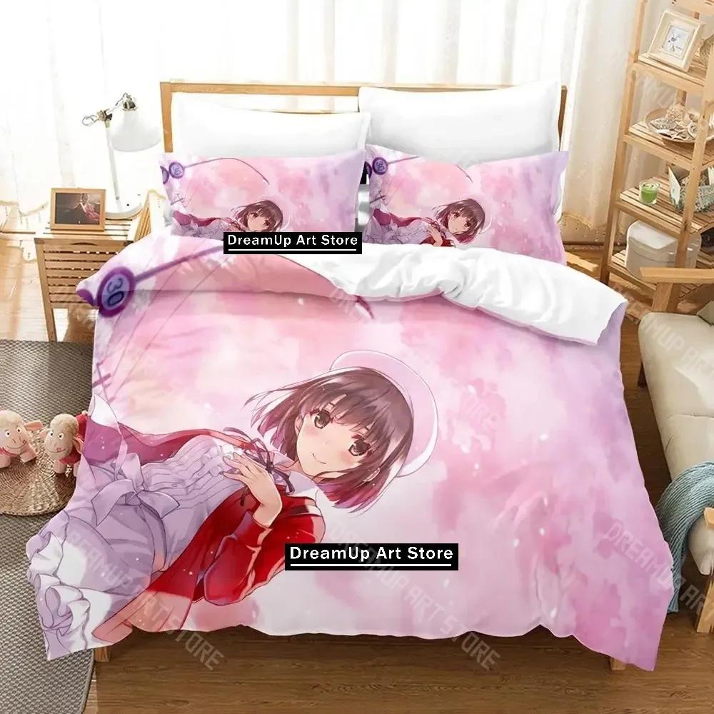 3D Print Katou Megumi Bedding Set Single Twin Full Queen King Size Bed Set Adult Kid Bedroom Duvetcover Sets Anime