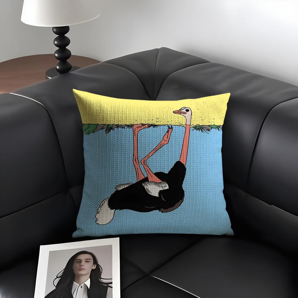 Abstract Animals Funny Cushion Cover Natural Linen Organic Fabric Double-Sided Printing Sofa Home Decor Gift Pillow Case