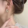 2024 Trendy Silver Beaded Hoop Earrings: Unique Design, Simple Elegance, Perfect for All Occasions.