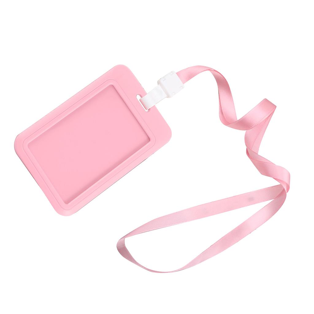 Badge Holder Bright Color Thick Sturdy ABS Rounded Corner Waterproof Bus Card Holder with Lanyard