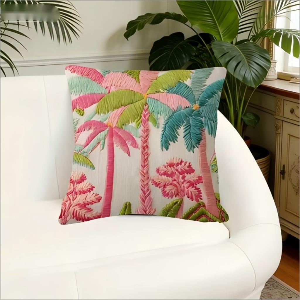 Doppelseitige Boho-Palmenbaum-Kissenhülle 2D-Effekt Tropischer Sommerdruck Weiche Zierkissenhülle Für Heimdekoration Geschenk