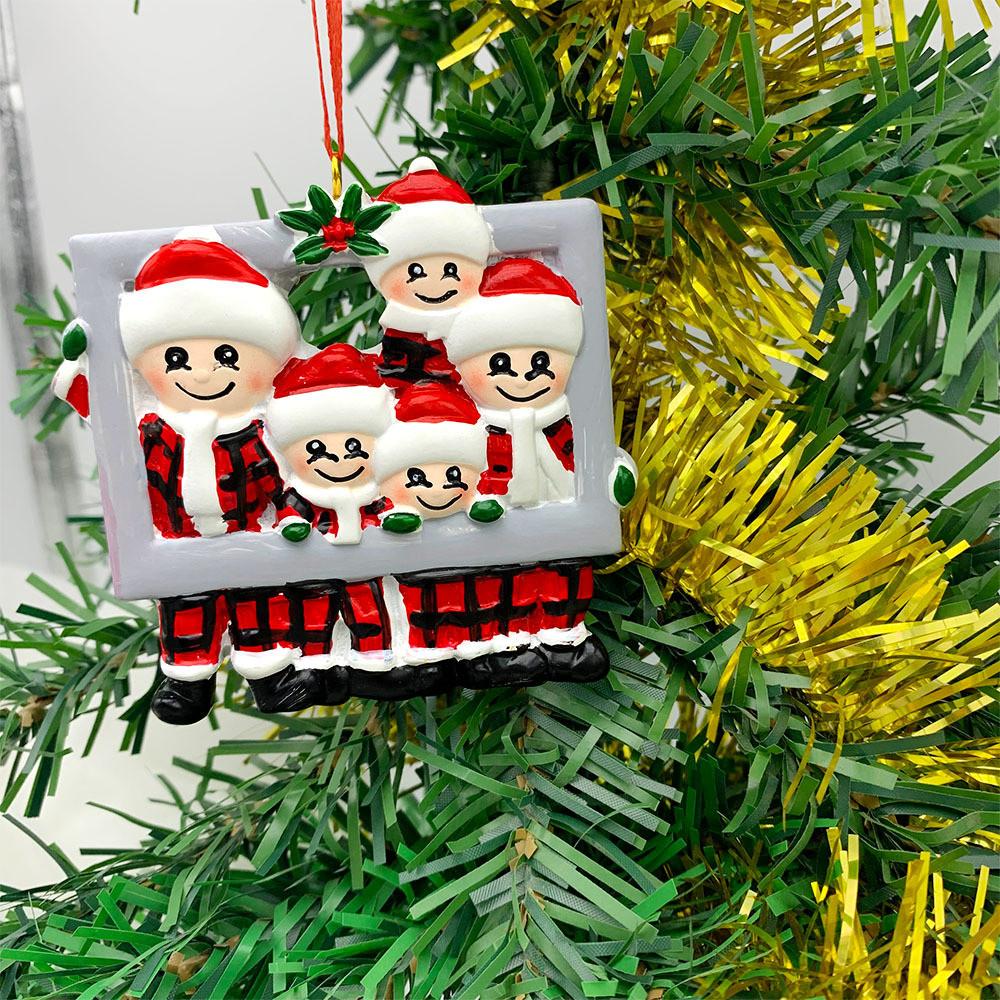 Crafted Resin Beautifully Family Photo Frame For Christmas Featuring Colorful Characters Santa