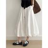 Johnature Japanese Casual Puffy Bud Skirt Women Summer Elastic Waist Solid Color Simple Loose Pockets Women Skirts