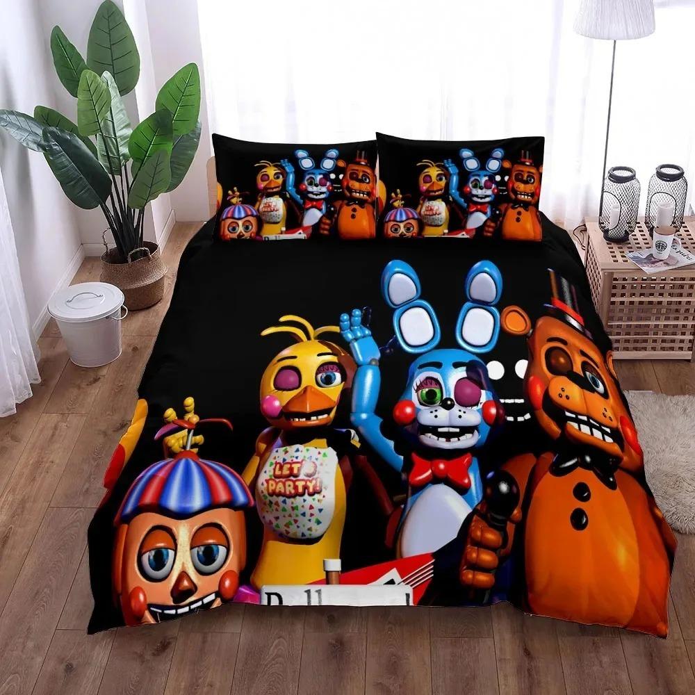 Cartoon Freddy Bedding Set Duvet Cover Pillowcase Bedroom Decor for Boys and Girls Birthday Gift Available In Single Double and