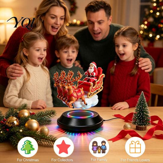 Small Christmas Decoration for Desk Floating Santa Sleigh, Magnetic Levitation Santa's Flying Sleigh Ornament, Creative Seasonal Room Decor