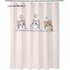 Puppy Cat Cute Cartoon Shower Curtains Washable Fabric Polyester For Bathtub Art Bathroom Decor Partition With Hooks Waterproof