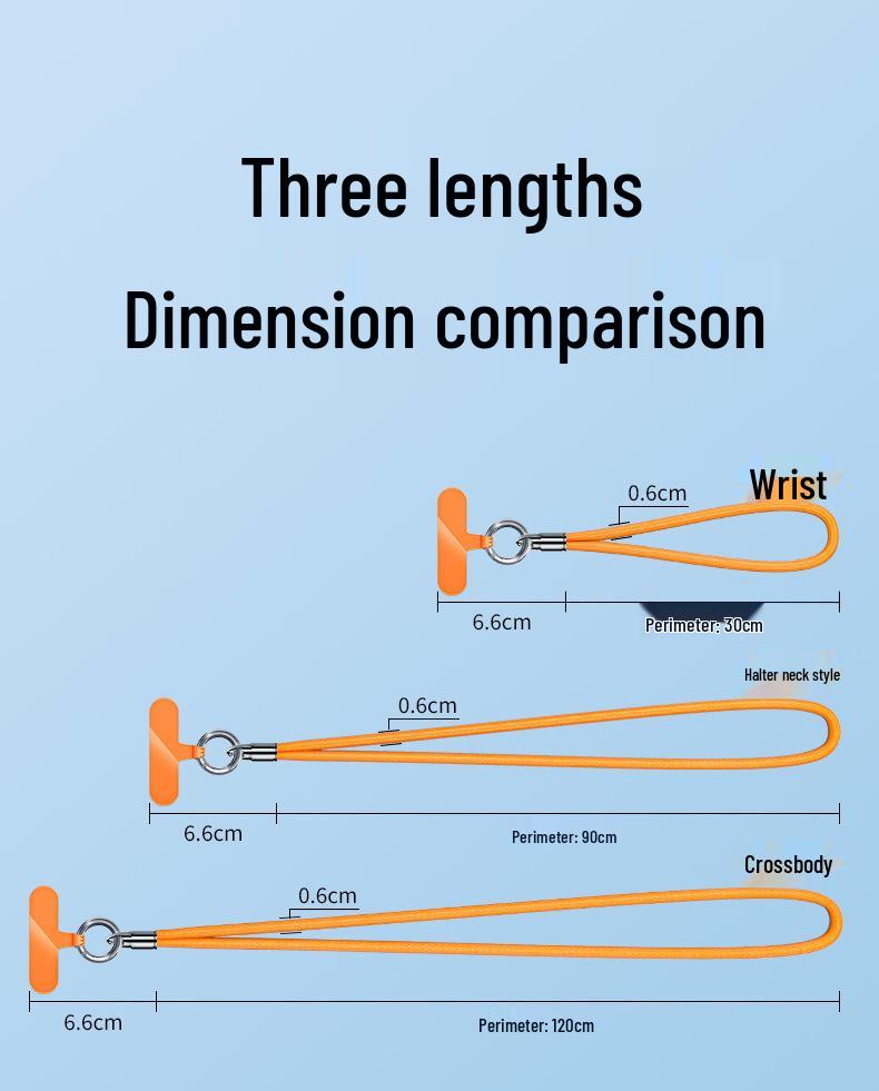 Šňůrka na mobilní telefon na zápěstí a přes tělo s kroužkem na prst, popruh proti ztrátě a těsnění proti pádu