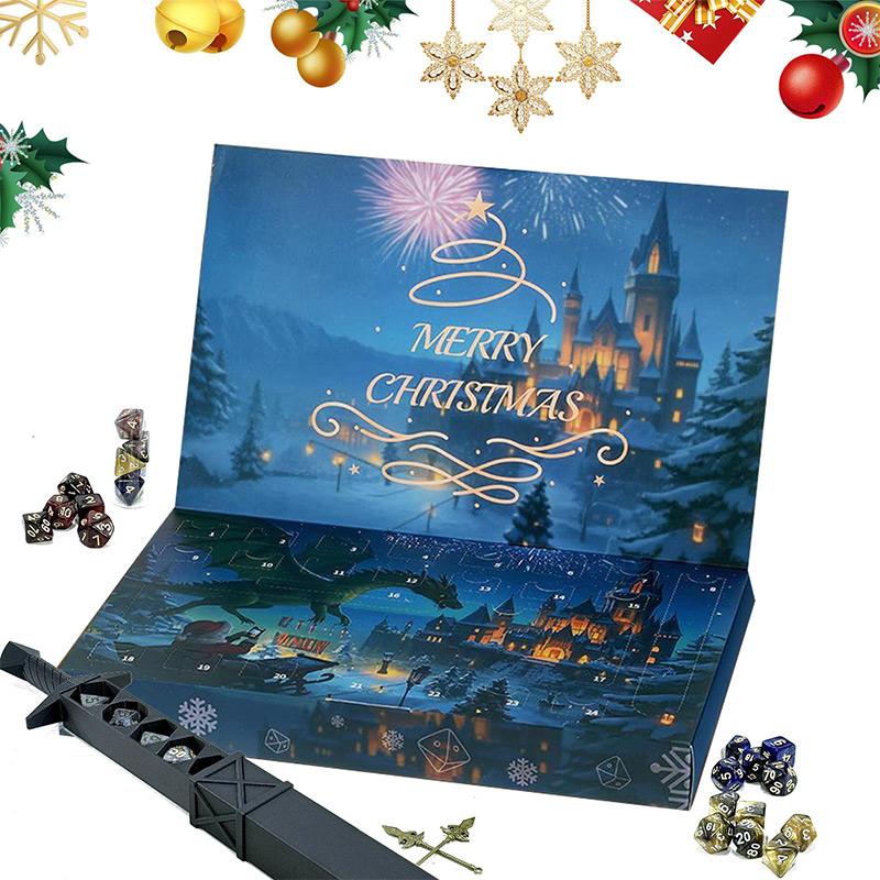 Christmas Advent Calendar 2025, Mystery DND Dice Set Vacation Advent Calendar 24 Days,Suitable for Dungeons and Dragons RPG, Role Playing Table Game