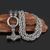 Vintage Nordic Men's Necklace Viking Thunderhammer Pendant Leopard Head Necklace Jewelry Gift